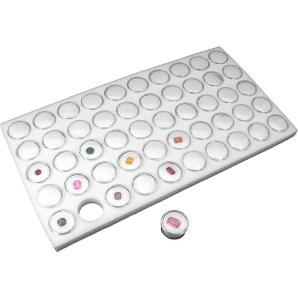 Gemstone Gem stone Travel Case with 50 Jars White Display Tray Insert Kit Gemstone Gem stone Travel Case with 50 Jars White Display Tray Insert Kit